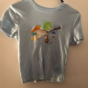 Disney Bao Blue Crop Top with Embroidered Design